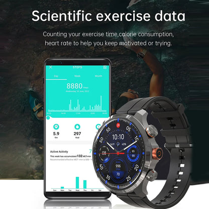 4G AMOLED Fitness Smartwatch — HR & BP 1.75 Display BT Call