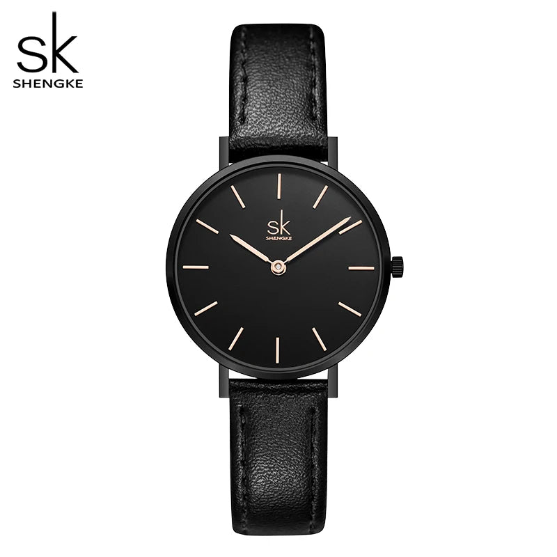 UrbanMuse™ Classic – Minimalist Leather Quartz Watch for Women