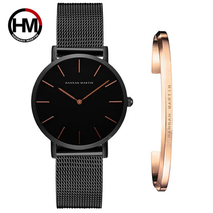 Urban Gear Full Rose Gold  Watch Japan Quartz Creative Design Waterproof Stainless Steel Mesh