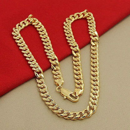 Gold Jewelry Set For Men 925 Silver Necklace Bracelet Chains Jewelry