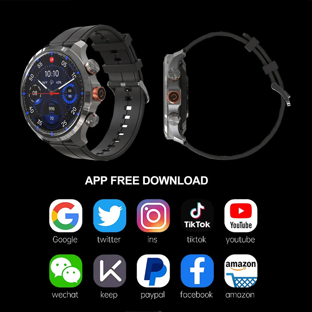4G AMOLED Fitness Smartwatch — HR & BP 1.75 Display BT Call