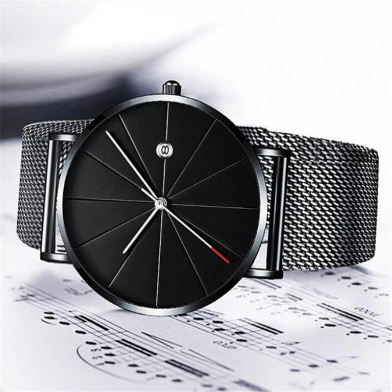 Urban Gear Minimalist Watch Stainless Steel Belt Watches For Man Ultra-Thin Quartz Wristwatch Calendar Date Sales