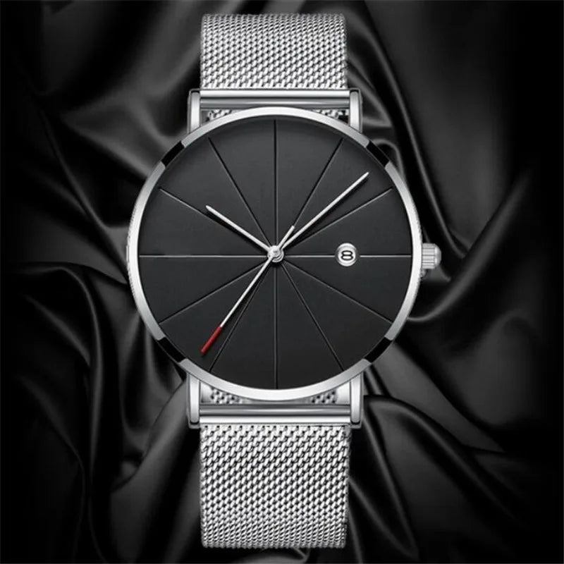 Urban Gear Minimalist Watch Stainless Steel Belt Watches For Man Ultra-Thin Quartz Wristwatch Calendar Date Sales