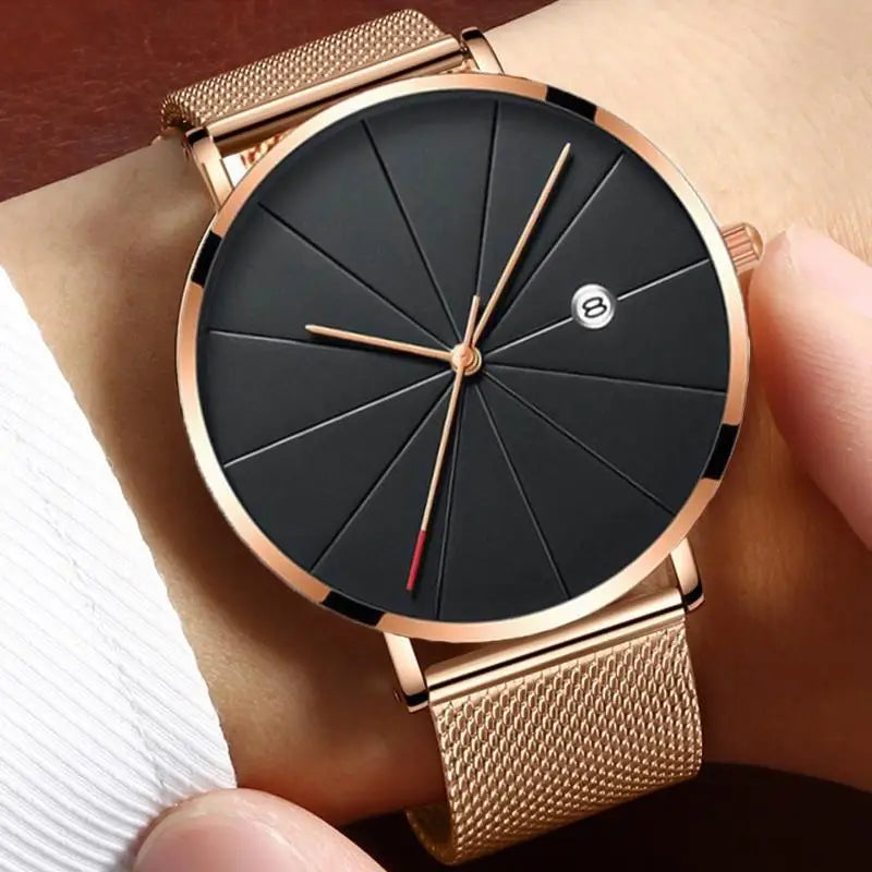 Urban Gear Minimalist Watch Stainless Steel Belt Watches For Man Ultra-Thin Quartz Wristwatch Calendar Date Sales