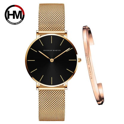 Urban Gear Full Rose Gold  Watch Japan Quartz Creative Design Waterproof Stainless Steel Mesh
