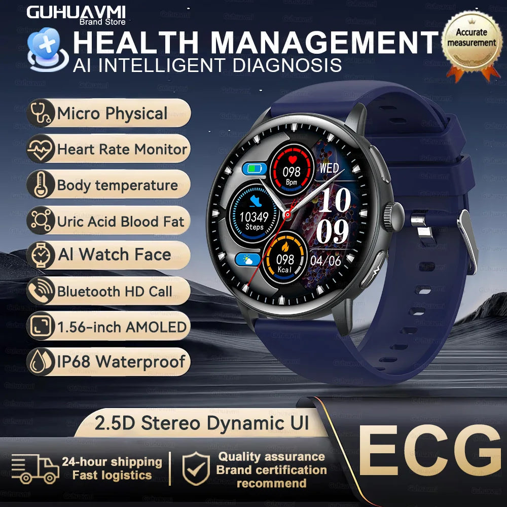 2025 AI Health Smartwatch — Body Fat ECG + PPG BP SpO