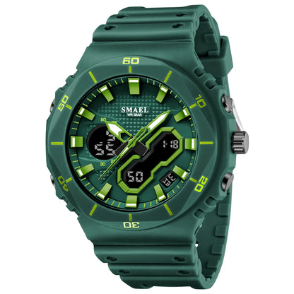 SMAEL Sports Watches 50M Waterproof Dual Time Display Couples Watches Men 8120 White Watches Digital Electronic Wristwatches LED