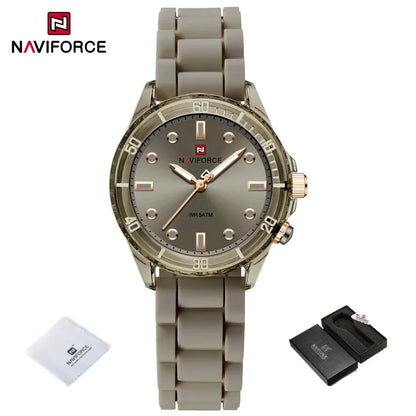 NAVIFORCE  Lightweight Silicone Clock  Women's Quartz Watches Elegant Waterproof Night Light Girls' Business Fashion Wrist Watch