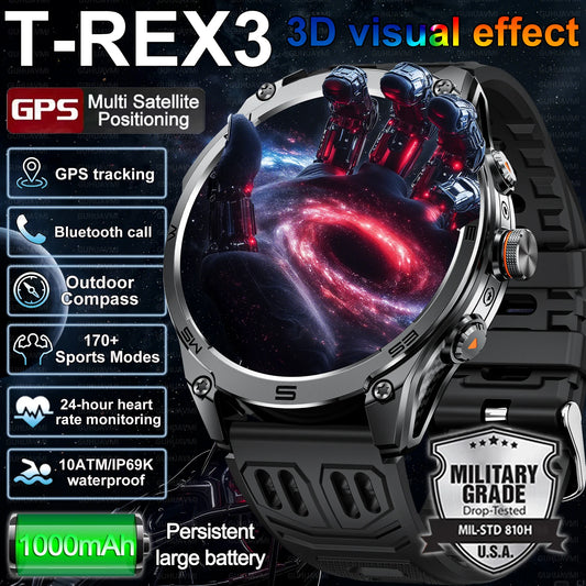 New TREX3 Military 1.75inch HD SmartWatch Men 10ATM