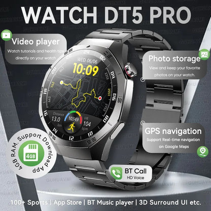 Urban Gear  2025 New Watch DT5pro Smart Watch Men 4GB Memory GPS Google Maps App Store Video
