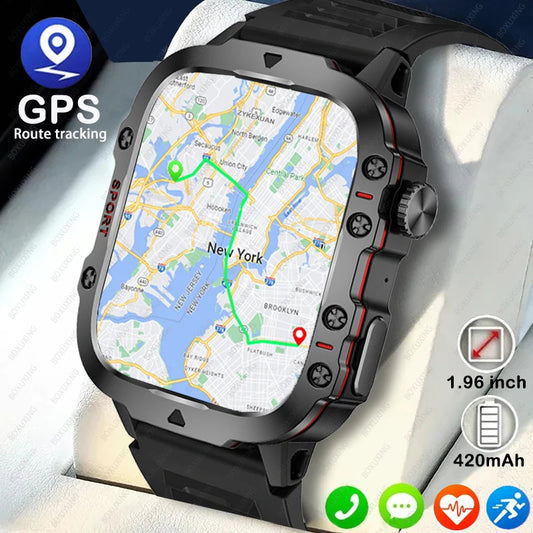 2024 New Rugged Military GPS Smart Watch Men AMOLED HD Screen Heart Rate Bluetooth Call Waterproof Outdoor SmartWatch For Xiaomi