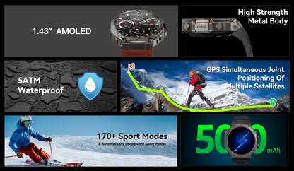 2025 New Military Bluetooth Call Smart Watch Built-in GPS Compass Barometric Altimeter 10ATM Waterproof Sports Smartwatches Men