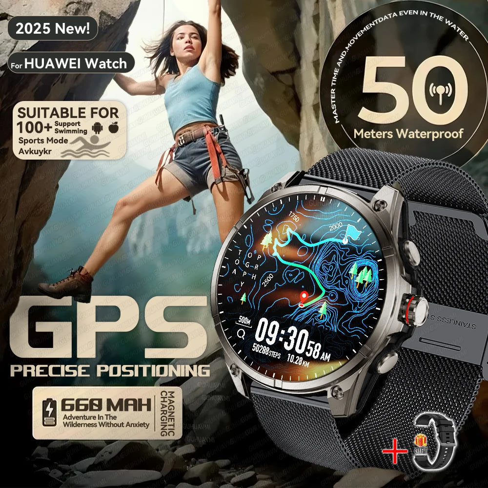 Urban Gear 2025 New Premium GPS Smart Watch Outdoor Altimeter Barometer AMOLED Screen Built-in
