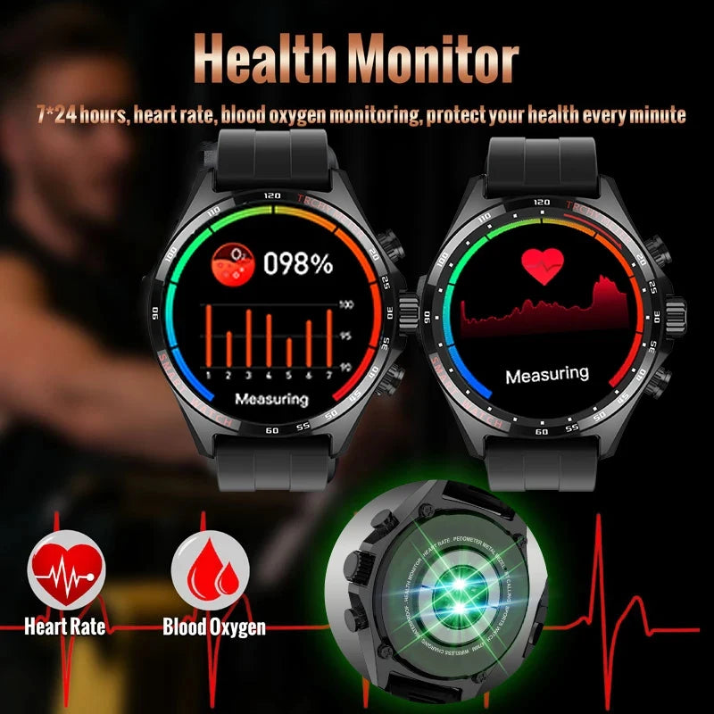Silver Gold Stainless Steel Color Smart Watch 1.58 Inch Bt Call Nfc Wireless Charging Smartwatch