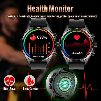 Silver Gold Stainless Steel Color Smart Watch 1.58 Inch Bt Call Nfc Wireless Charging Smartwatch
