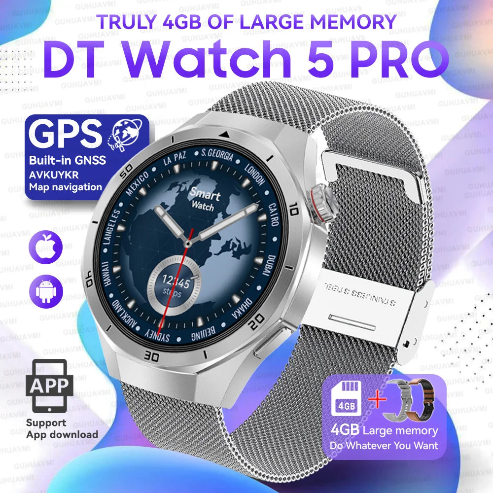 Urban Gear  2025 New Watch DT5pro Smart Watch Men 4GB Memory GPS Google Maps App Store Video