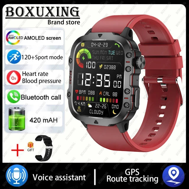 2024 New Rugged Military GPS Smart Watch Men AMOLED HD Screen Heart Rate Bluetooth Call Waterproof Outdoor SmartWatch For Xiaomi