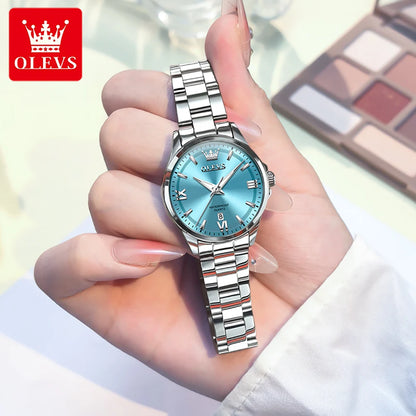OLEVS Fashion Elegant Women's Watches Waterproof Luminous Stainless steel Quartz Watch for Ladies Original Simple Wristwatch