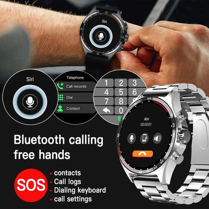 Silver Gold Stainless Steel Color Smart Watch 1.58 Inch Bt Call Nfc Wireless Charging Smartwatch