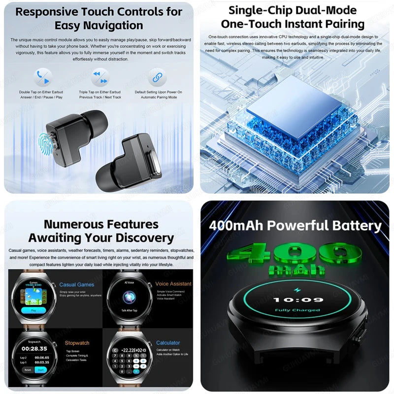 2in1 Smartwatch TWS Earbuds HR & SpO Bluetooth