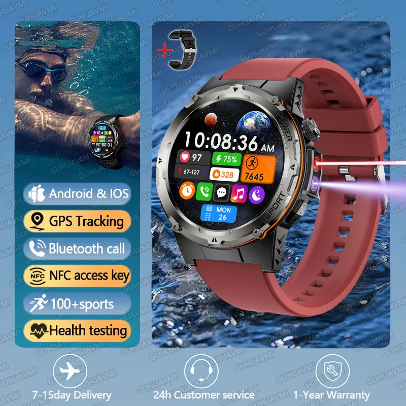 2025 New T-Rex 3 GPS Track Smart Watch Men 3ATM Waterproof UV Infrared 1.39-inch NFC Bluetooth Call Heart Rate Sport Smart Watch