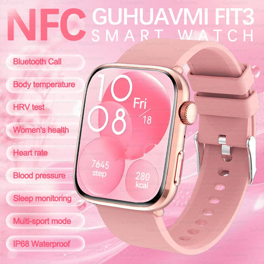 2025 NFC Women’s Smartwatch — 1.85 AMOLED BP & HR BT Call