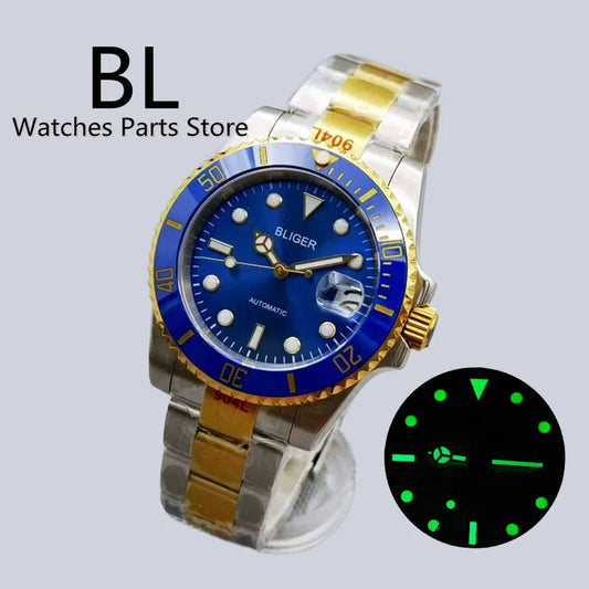 BLIGER 40mm Luxury Diver sapphire crystal