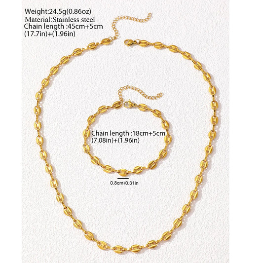 Stainless Steel Jewelry Set Necklaces Bracelet with Cute Pig Nose Hollow Carving High-end textured jewelry set For Women Jewelry