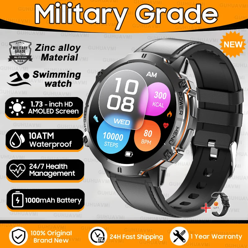 Outdoor Military Smartwatch — 1.73 AMOLED 10 ATM 1000 mAh