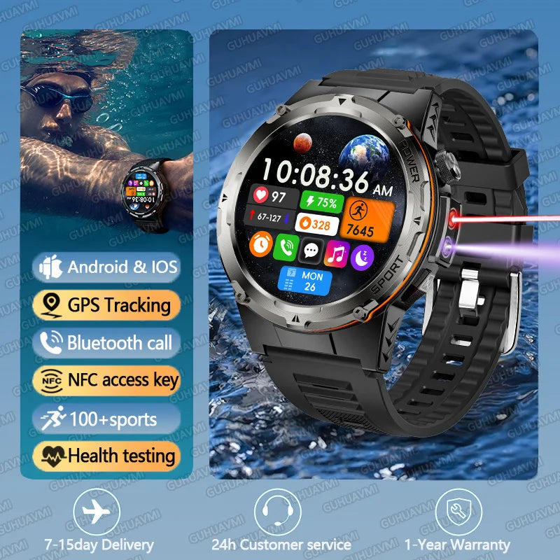 2025 New T-Rex 3 GPS Track Smart Watch Men 3ATM Waterproof UV Infrared 1.39-inch NFC Bluetooth Call Heart Rate Sport Smart Watch