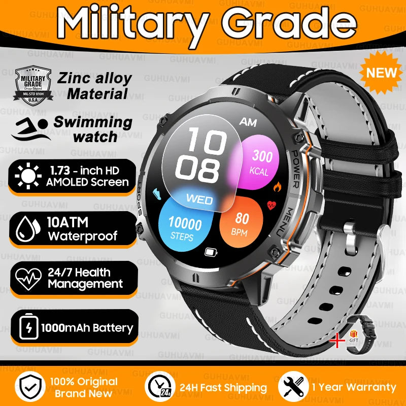 Outdoor Military Smartwatch — 1.73 AMOLED 10 ATM 1000 mAh
