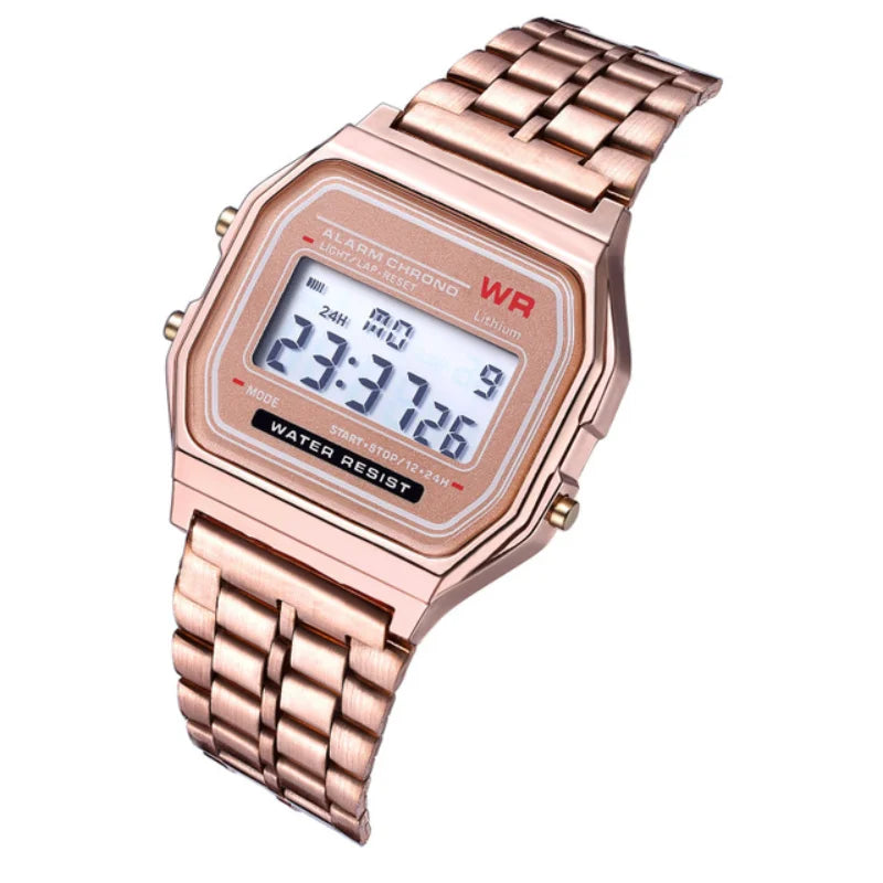 F91W Non-Waterproof Steel Band Watch For Women, Men,