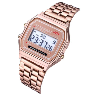 F91W Non-Waterproof Steel Band Watch For Women, Men,