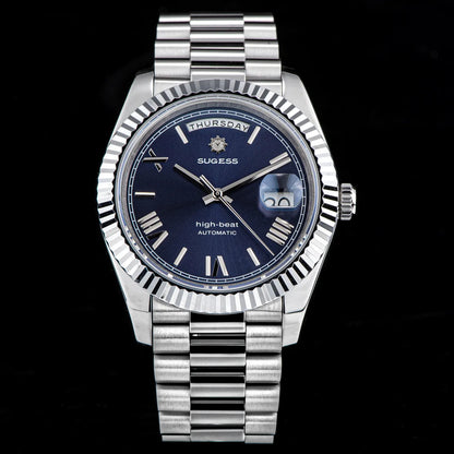 2023 New Sugess Watch of Men 40mm Day Date Automatic Dandong SL3034 Movement Retro Mechanical Wristwatch Sapphire Glass Golden