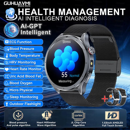2025 AI Health Smartwatch Body Fat ECG PPG BP SpO₂