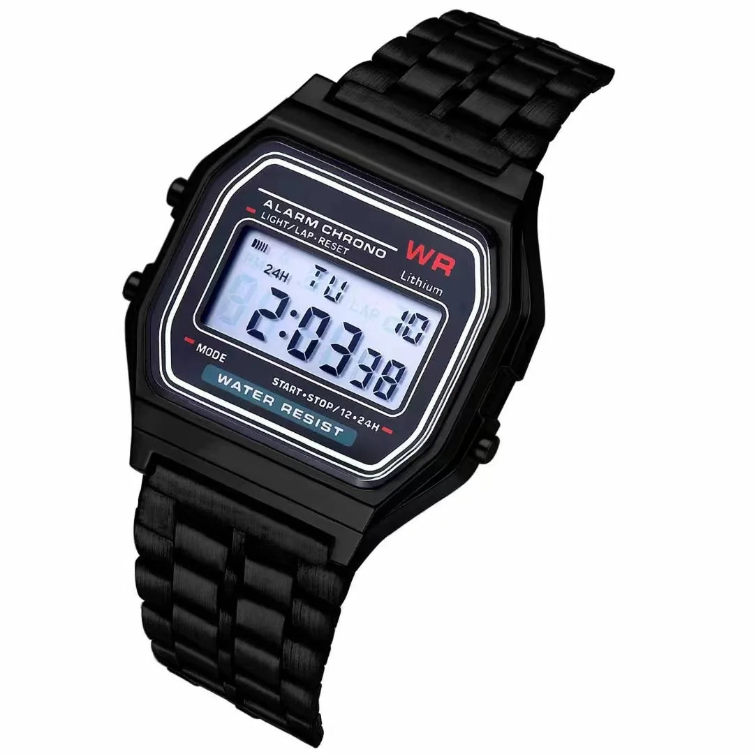 F91W Non-Waterproof Steel Band Watch For Women, Men,