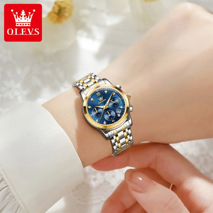 OLEVS 2858 Luxury Quartz DiamondAccent Chronograph