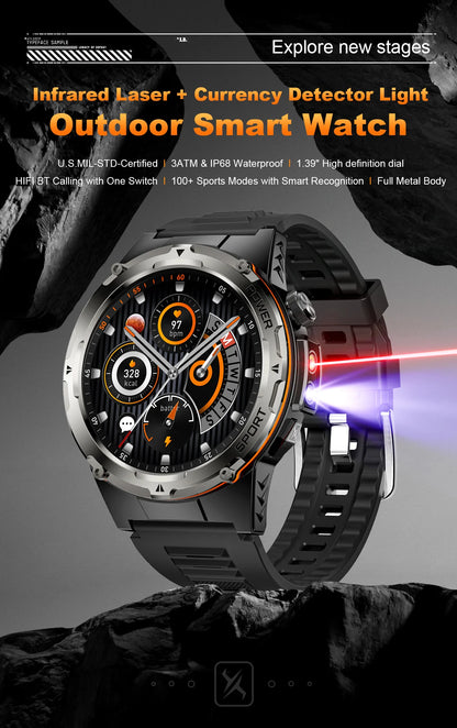 2025 New T-Rex 3 GPS Track Smart Watch Men 3ATM Waterproof UV Infrared 1.39-inch NFC Bluetooth Call Heart Rate Sport Smart Watch