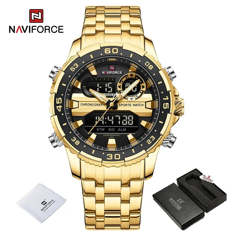 NAVIFORCE NF9234 Original Trend Brand LCD Display Analog Digital Quartz Man Luminous Wristwatch