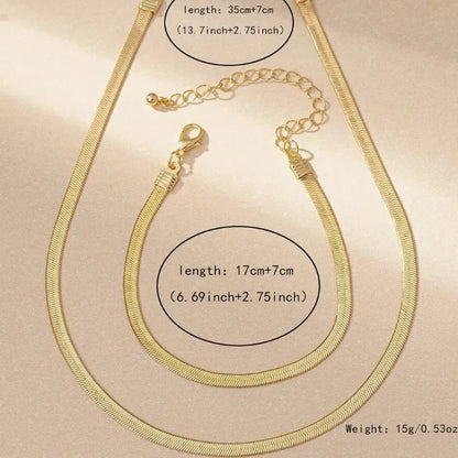 Joyería Mujer Golden Stainless Steel Snake Bone Chain Necklace Hip Hop Chic Women Simple Style Necklace Bracelet Sets Jewelry 팔찌