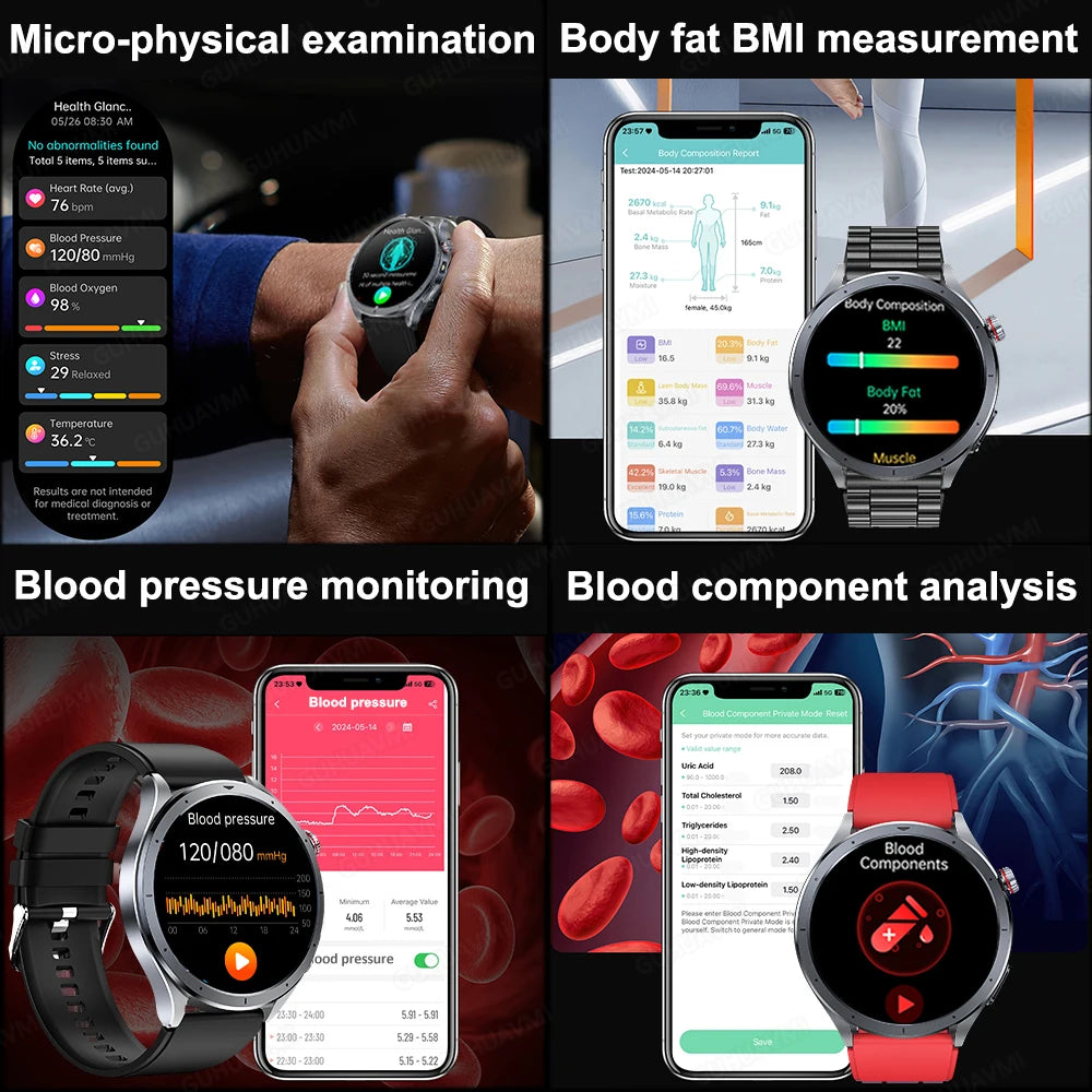 2025 AI Health Smartwatch Body Fat ECG PPG BP SpO₂