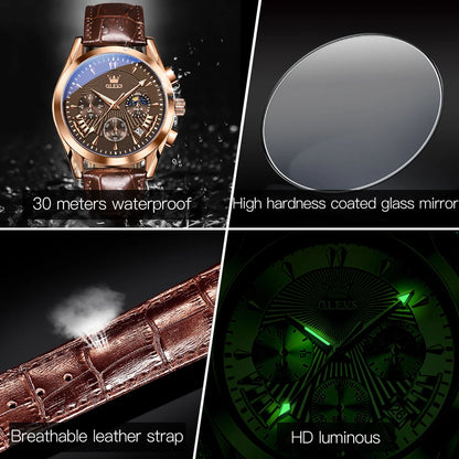 Urban Gear  Men’s Luxury Quartz Watch – Waterproof, Leather Strap