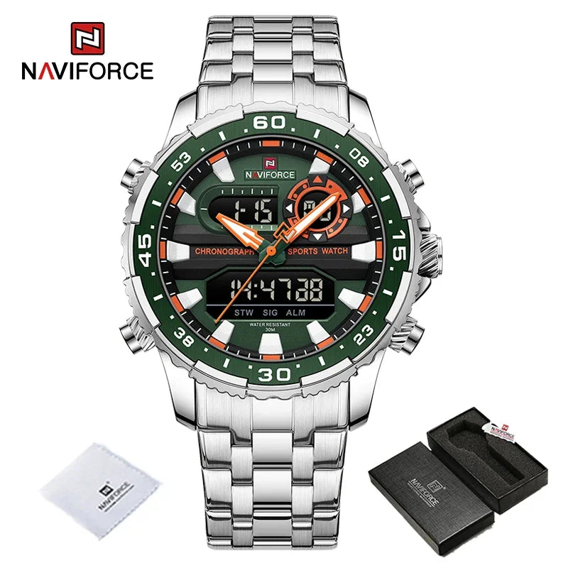 NAVIFORCE NF9234 Original Trend Brand LCD Display Analog Digital Quartz Man Luminous Wristwatch
