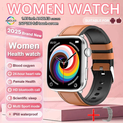 2025 NFC Women’s Smartwatch — 1.85 AMOLED BP & HR BT Call