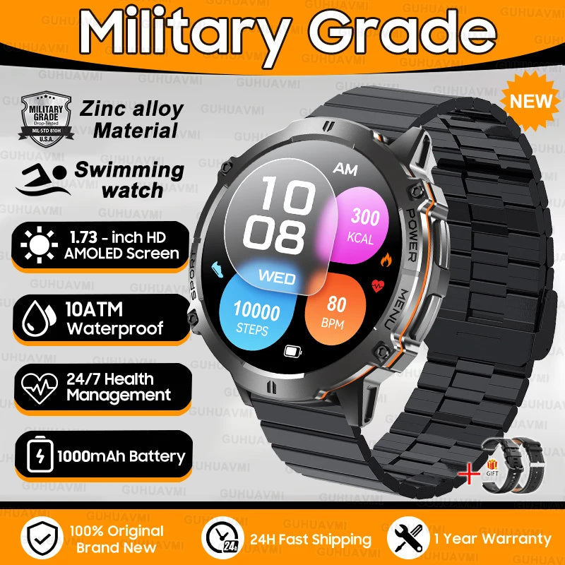 Outdoor Military Smartwatch — 1.73 AMOLED 10 ATM 1000 mAh
