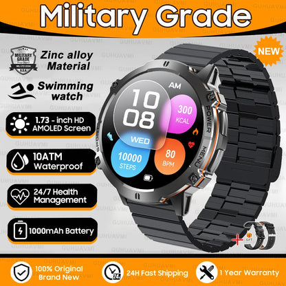 Outdoor Military Smartwatch — 1.73 AMOLED 10 ATM 1000 mAh