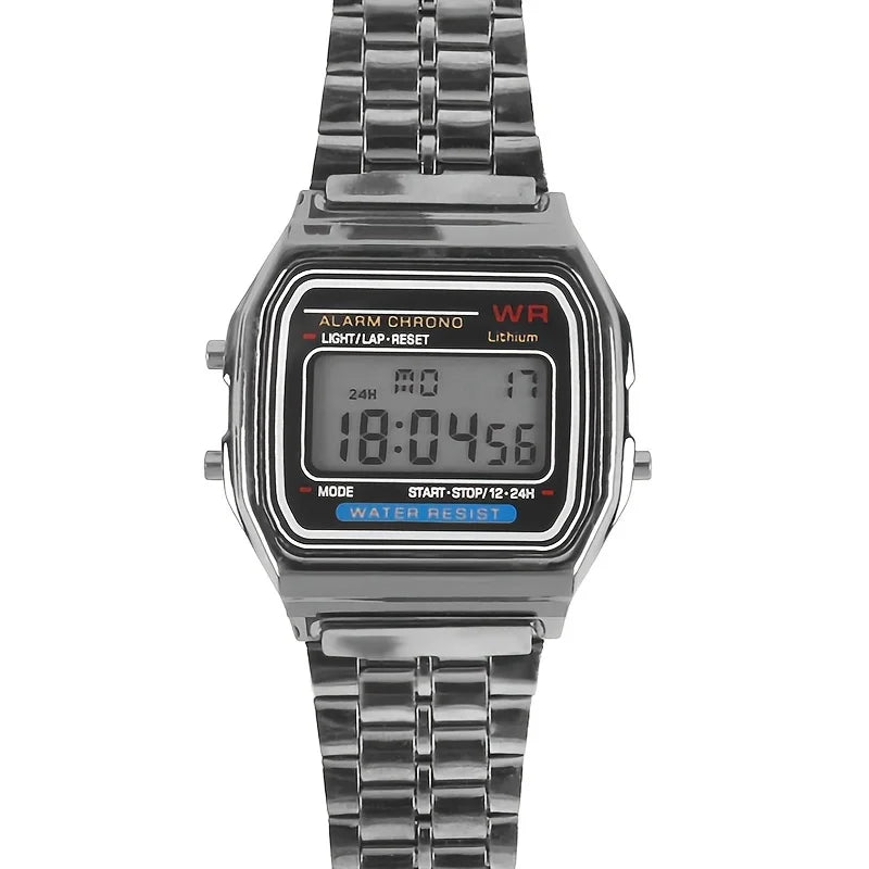 F91W Non-Waterproof Steel Band Watch For Women, Men,