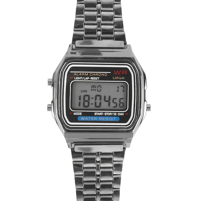 F91W Non-Waterproof Steel Band Watch For Women, Men,