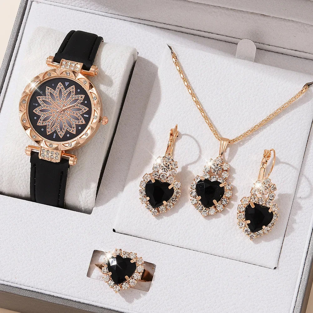5pcs/set Watch Accessories Necklaces Earrings Rings Ladies' Business Commuting Daily Leisure Light Luxury Temperament Jewelry