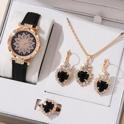 5pcs/set Watch Accessories Necklaces Earrings Rings Ladies' Business Commuting Daily Leisure Light Luxury Temperament Jewelry